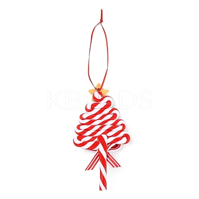 Christmas Tree Lollipop Handmade Polymer Clay Pendant Decorations LS-HJEW-P017-02C-1
