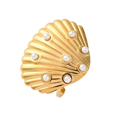 Stainless Steel Adjustable Cuff Rings for Women LS-RJEW-B126-01G-1