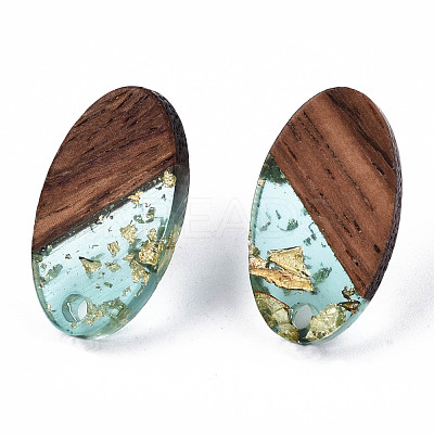 Transparent Resin & Walnut Wood Stud Earring Findings MAK-N032-005A-F02-1