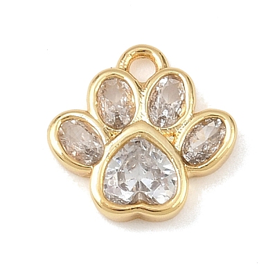 Brass Micro Pave Clear Cubic Zirconia Charms KK-G545-05G-1