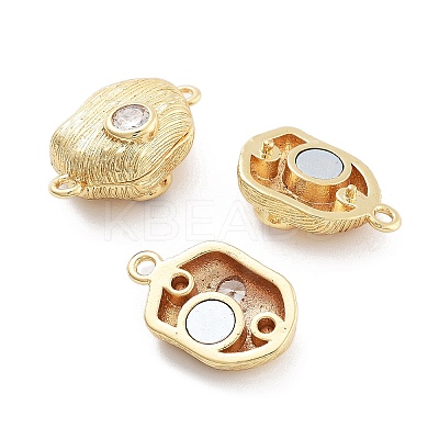 Brass Micro Pave Clear Cubic Zirconia Magnetic Clasps KK-C066-04G-1