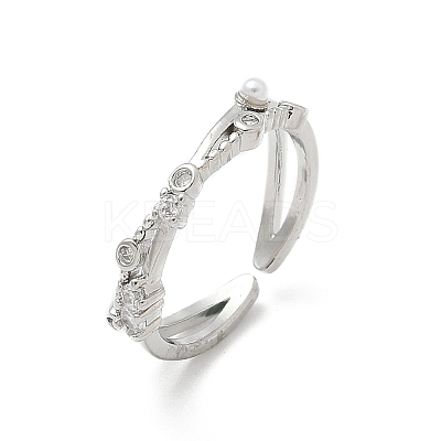Clear Cubic Zirconia Cuff Rings RJEW-G337-18P-1