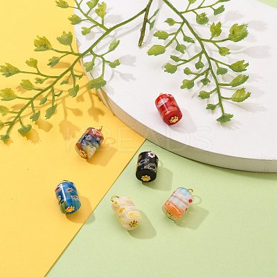 Column Handmade Millefiori Glass Lampwork Charms X-PALLOY-JF00552-1