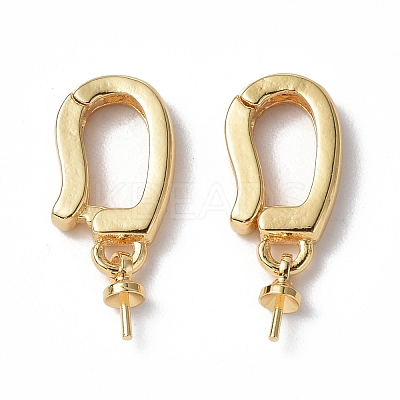 Brass Micro Pave Clear Cubic Zirconia Twister Clasps KK-P223-42G-1