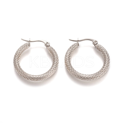 Tarnish Resistant 201 Stainless Steel Geometric Hoop Earrings STAS-D171-12B-P-1