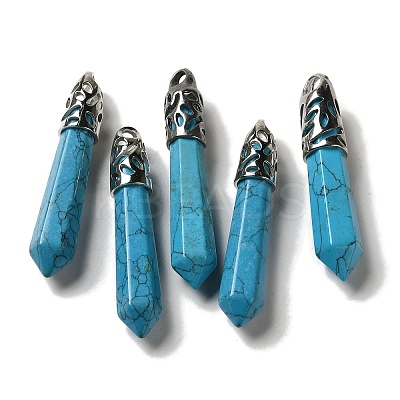 Synthetic Turquoise Pointed Big Pendants G-Z055-01P-16-1