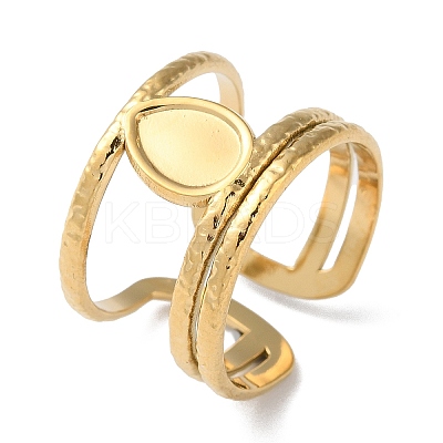 304 Stainless Steel Open Cuff Ring Components STAS-Q308-06G-1
