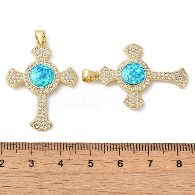 Rack Plating Brass Micro Pave Cubic Zirconia Pendants KK-P268-17G-G-1