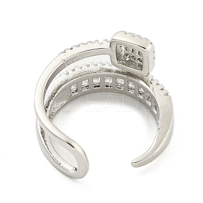 Brass Micro Pave Cubic Zirconia Cuff Rings RJEW-I103-094P-1