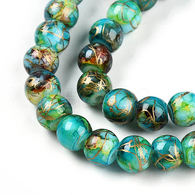Baking Paint Glass Beads Strands DGLA-N003-6mm-B08-1