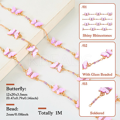 1M Handmade Acrylic Butterfly Link Chains CHC-TA0001-24A-1