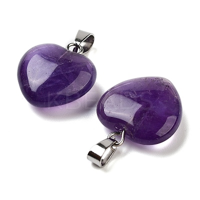 Natural Amethyst Charms X-HEAR-PW0001-057-37-1