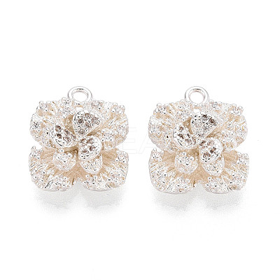 Brass Micro Pave Clear Cubic Zirconia Pendants KK-T077-32S-1