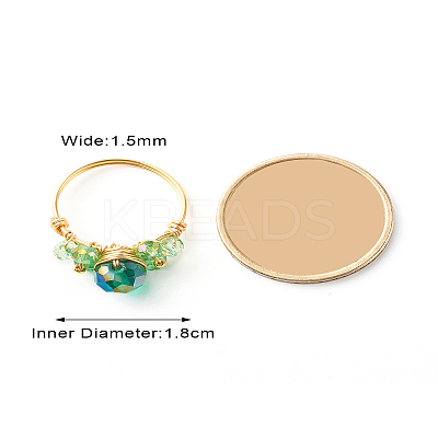 Electroplate Faceted Glass Beads Finger Ring X1-RJEW-TA00014-02-1