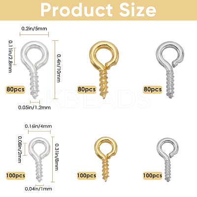 540pcs 6 Styles Iron Screw Eye Pin Peg Bails IFIN-SP0001-02-1
