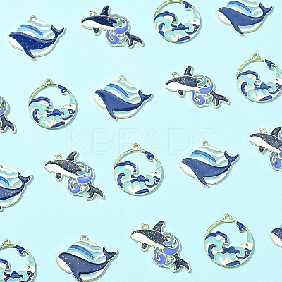 30Pcs 3 Styles Eco-Friendly Alloy Enamel Pendants ENAM-YW0005-17-1