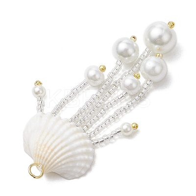 Glass Seed Beaded Jellyfish Pendants PALLOY-MZ00571-01-1