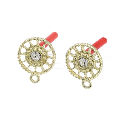 Rack Plating Golden Alloy with Rhinestone Stud Earring Findings EJEW-B036-02G-09-1