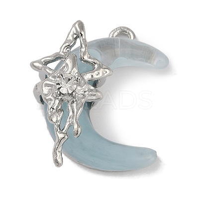 Platinum Alloy Resin Rhinestone Glass Pendants FIND-U017-08P-02-1