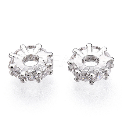 Rhodium Plated 925 Sterling Silver Micro Pave Clear Cubic Zirconia Spacer Beads LS-STER-T007-15P-1