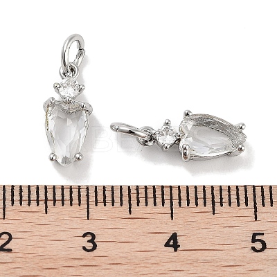 Brass Micro Pave Cubic Zirconia Charms KK-C051-09P-04-1