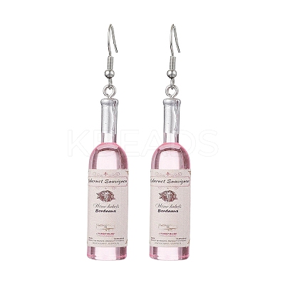 Wine Bottle Resin Dangle Earrings EJEW-JE05878-02-S-1