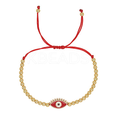 Alloy Round & Evil Eye Braided Bead Bracelets TG4711-1-1