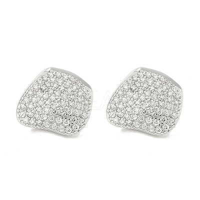 Rack Plating Brass Micro Pave Clear Cubic Zirconia Stud Earrings for Women EJEW-M260-09P-1