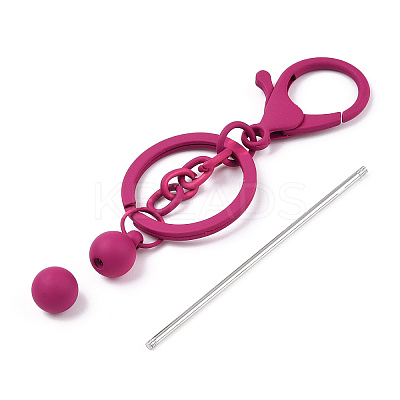 Spray Painted Alloy Bar Beadable Keychain for Jewelry Making DIY Crafts KEYC-A011-02J-1