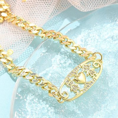 Brass Micro Pave Cubic Zirconia Link Bracelets LS-BJEW-S158-13G-A-1