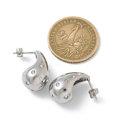 304 Stainless Steel Teardrop Stud Earrings EJEW-B108-05P-A-1