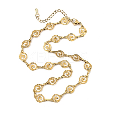 304 Stainless Steel Hollow Spiral Link Chain Necklaces for Women NJEW-JN06395-01-1