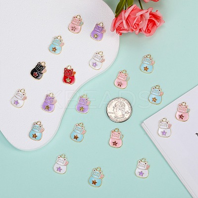 60Pcs 6 Colors Alloy Enamel Pendants ENAM-SZ0004-05-1
