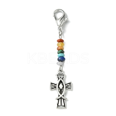 Alloy Enamel Cross Pendant Decorations HJEW-JM01538-A-1