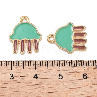 Rack Plating Alloy Enamel Pendants PALLOY-S190-04KCG-1