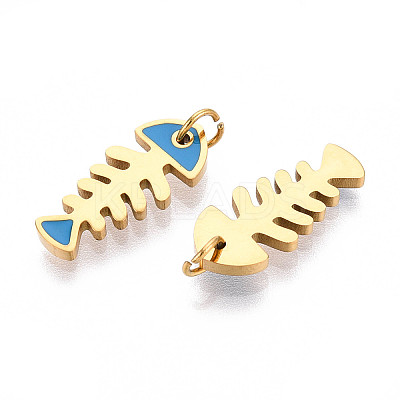 304 Stainless Steel Enamel Pendants STAS-N115-02B-G-1