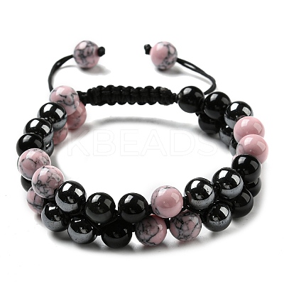 Natural & Synthetic Mixed Gemstone Beads Braided Bead Bracelets BJEW-SW00001-01-1