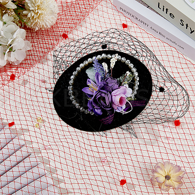 Polyester Birdcage Bridal Veil Netting with Chenille Dot AJEW-WH0471-103C-03-1