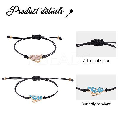 3 sets 3 colors Butterfly Alloy Enamel Link Bracelets Set BJEW-FI0001-09-1