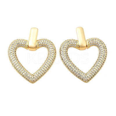 Brass Micro Pave Clear Cubic Zirconia Stud Earrings EJEW-C147-01B-G-1