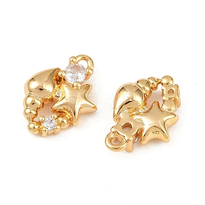 Ocean Theme Brass Micro Pave Cubic Zirconia Charms KK-F902-08T-G-1