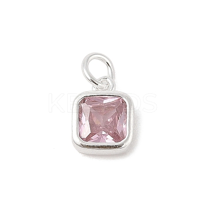 925 Sterling Silver Pave Cubic Zirconia Square Charms with Jump Rings and 925 Stamp STER-D288-05S-02-1