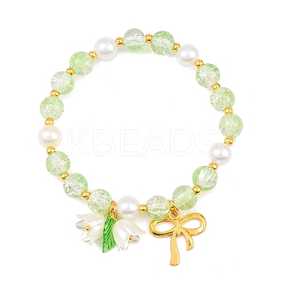 Imitation Pearl Glass & Acrylic Round Beaded Stretch Bracelets BJEW-JB10083-02-1