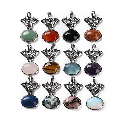 Natural & Synthetic Mixed Gemstone Pendants G-F777-02AS-1