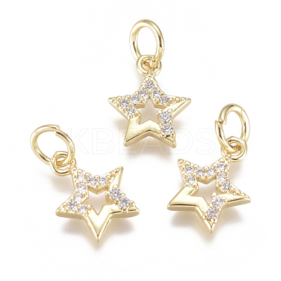 Brass Micro Pave Cubic Zirconia Charms ZIRC-F111-15G-1