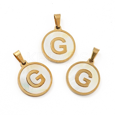 PVD Vacuum Plating 304 Stainless Steel with White Shell Pendants STAS-G268-01G-G-1