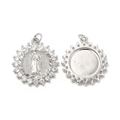 Brass Micro Pave Cubic Zirconia Pendants KK-E068-VB090-1