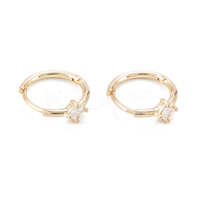Brass Micro Pave Clear Cubic Zirconia Hoop Earring Findings KK-D063-06G-1