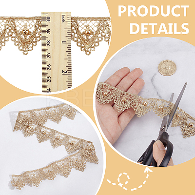 5Yards Polyester & ABS Plastic Imitation Pearl Lace Ribbon OCOR-WR0001-78-1