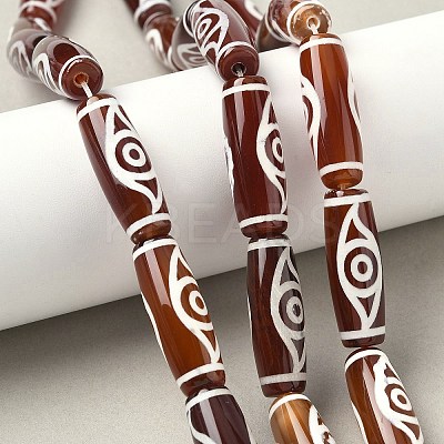 Rice Shape Tibetan Style dZi Beads Strands G-A269-A01-01-1